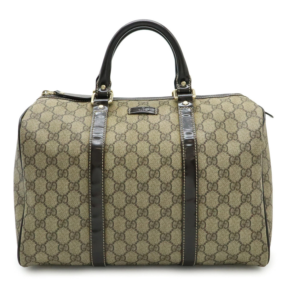 Gucci GG Supreme Handbag Boston Bag Leather Beige Brown Cream